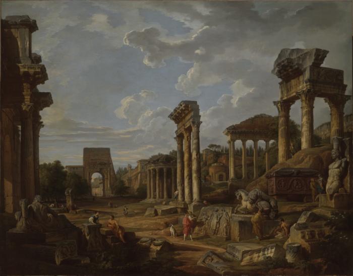 Giovanni Paolo Panini A Capriccio of the Roman Forum oil painting image